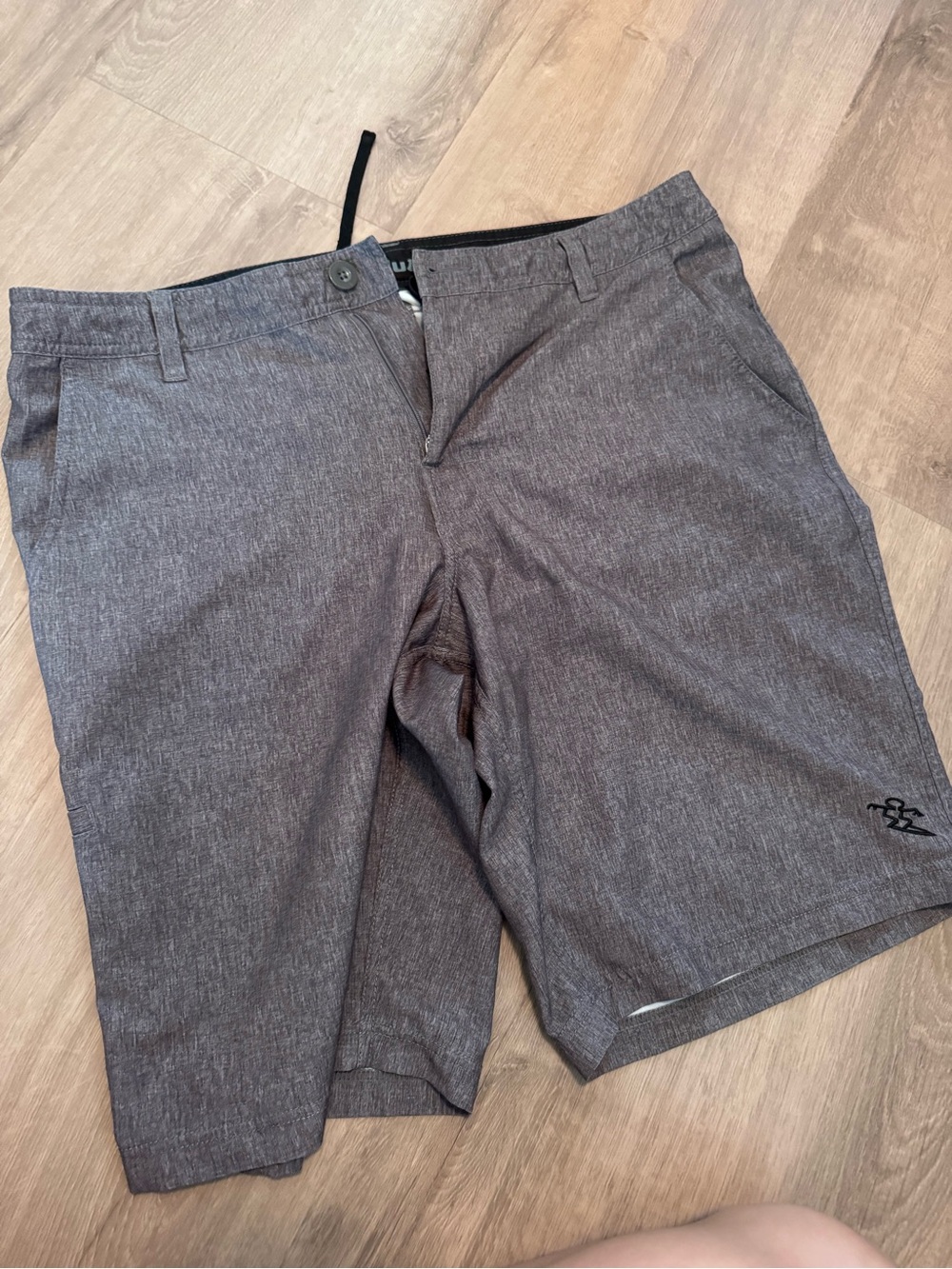 Men's Heather Charcoal Hybrid Shorts with Subtle Logo